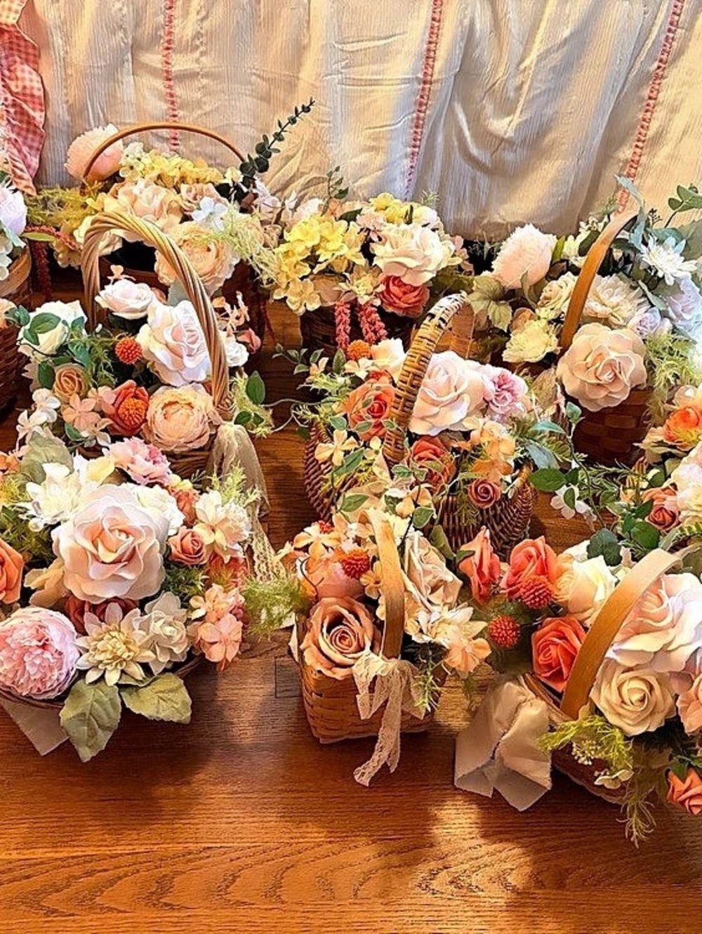 11 Floral Basket Arrangements Pink & Orange